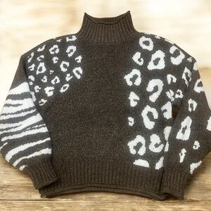 Nine West Animal Print Brown Sweater